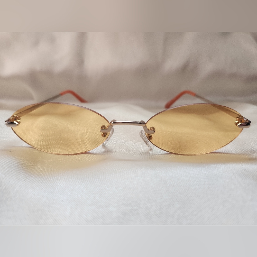 Retro Narrow Oval Orange Sunglasses